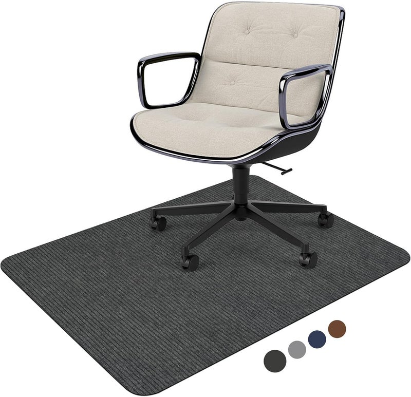 Placoot Desk Chair Mat for Hardwood Floor Corduroy Surface 55"x35" Office Chair Mat for Rolling Chairs,Large Anti-Slip Backing Under Desk Low-Pile Office Rug Floor Mat for Office/Home - Image 1